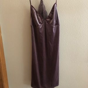 Velvet dress with lace detailing